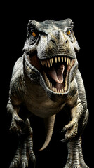 Fototapeta premium Tyrannosaurus rex dinosaur isolated on black background. T-rex
