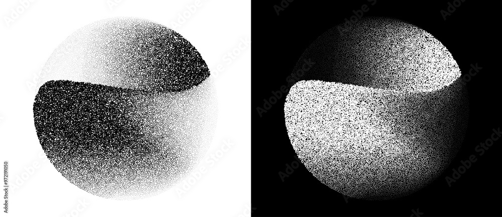 Poster abstract background with dotted circles. random stipple dots background. black shapes on a white bac