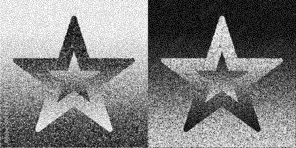 Fototapete stipple effect star as icon or background. abstract vector with dots as logo or illustration concept