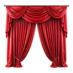 silk velvet red curtain isolated on transparent background