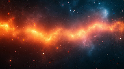 Obraz premium The Cosmic Ribbon of Fiery Energy Spanning the Starry Expanse in the Depths of Space