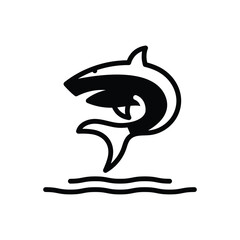 Black solid icon for shark
