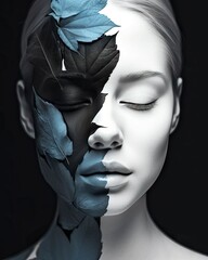 portrait of a person with leaves