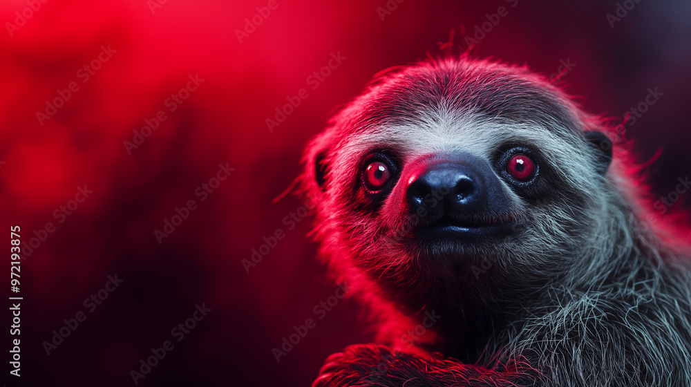 Poster laboratory analysis report with a close-up of sloth fever virus image and red-stamped text reading u