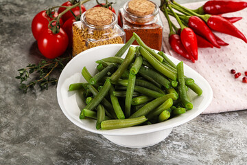 Vegan cuisine - boiled green bean