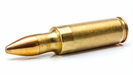 Fototapeta premium Golden bullets displayed in a geometric arrangement. Cylindrical cartridges with copper tips arranged in a triangular formation.