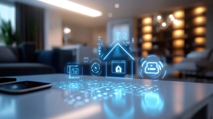 Fototapeta premium Smart Home Technology in Modern Living Room