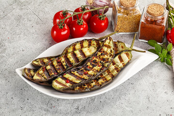 Grilled tasty ripe eggplant slice