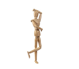 Wooden dummy representing a person dancing and posing. PNG with transparent background.  Concept of poses, postures, representation and dance