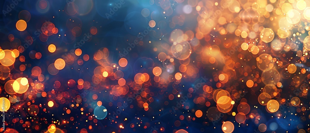 Poster abstract defocused bokeh light patterns on dark blue background for festive and elegant designs