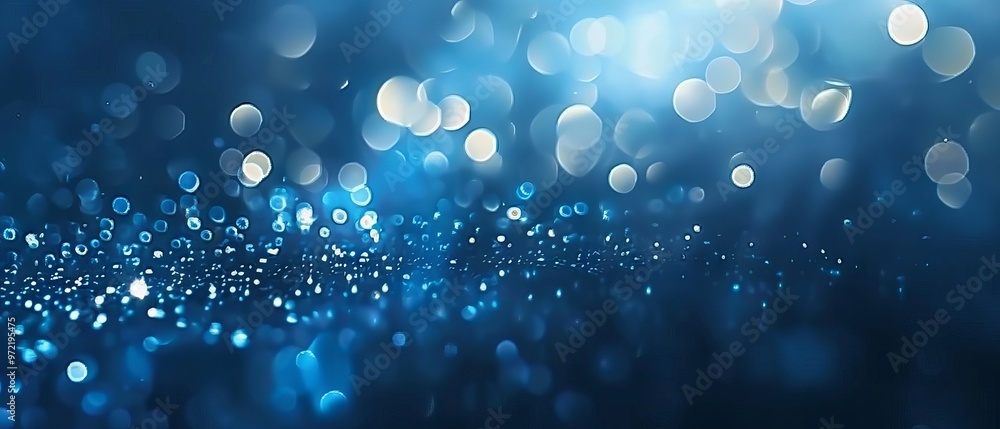 Poster abstract defocused bokeh light patterns on dark blue background for festive and elegant designs