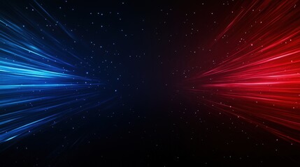 Obraz premium Dynamic abstract background featuring vibrant blue and red light streaks against a dark backdrop, ideal for technology themes.