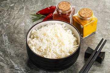 Steamed Basmati rice in the bowl