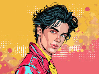 Portrait of a man in retro style. Vector illustration