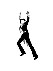 両手を上にあげてポーズをきめるダンサー　 png