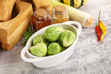 Brussels sprout cabbage in the bowl