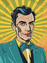 Fototapeta premium Portrait of a man in retro style. Vector illustration