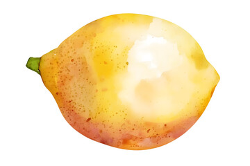 Hand drawn watercolor lemon  isolated on white background. 