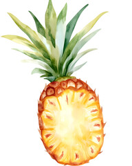 Hand drawn watercolor pineapple isolated on white background