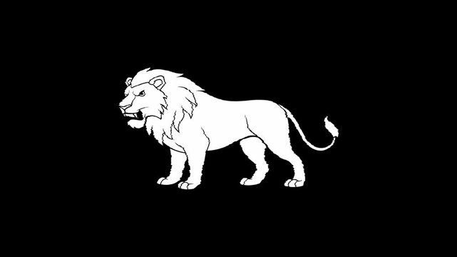 lion glitch with white color and black background or alpha channel