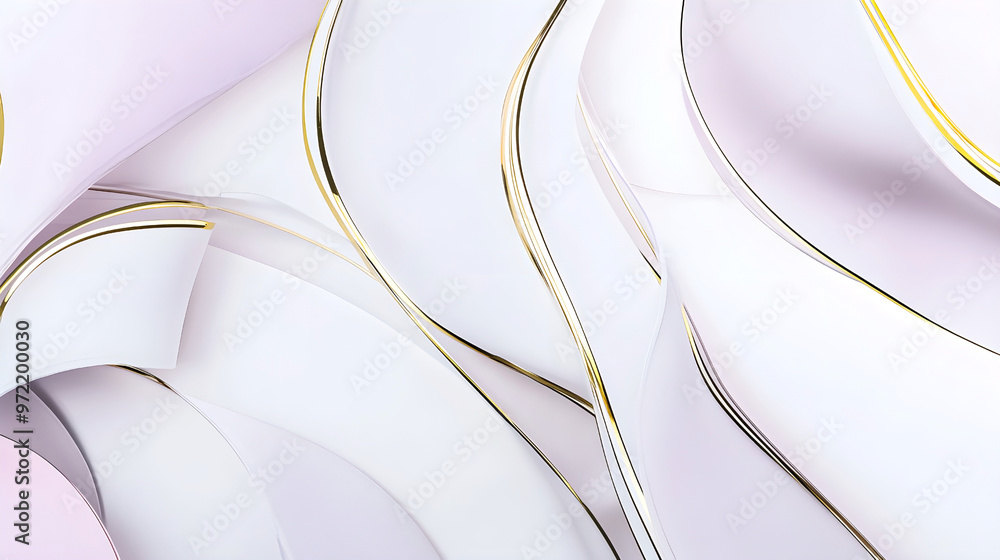 Aufkleber abstract flowing white and gold shapes creating a smooth, elegant pattern