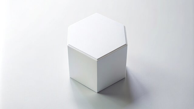 Blank white hexagonal packaging box mockup viewed from above