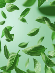 Naklejka premium Leckerer Basilikum-Hintergrund, frische Kräuter-Textur für Werbefläche. Aromatisches grünes Blattmuster. Kulinarisches Design, Food-Marketing. Natürlich, appetitlich, detailreich