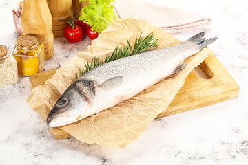 Raw seabass fish for cooking