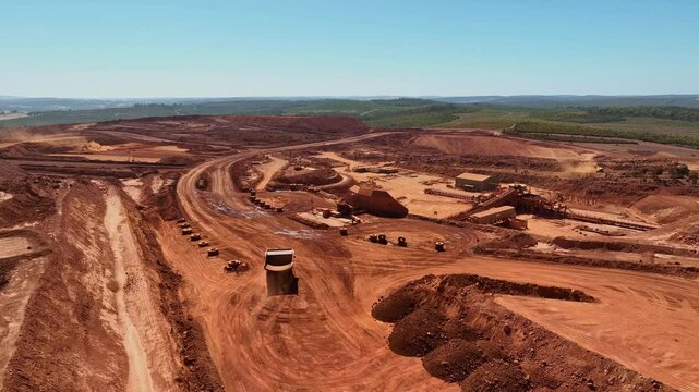 A Vista Of An Open-Pit Mining Of Boddington Gold Mine In Western Australia. Aerial Shot