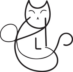 Line art cat vector