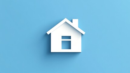 White house icon on a blue background.