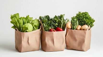 Naklejka premium Sustainable packaging used in grocery shopping, made from recycled materials
