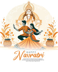 Happy navratri and Subh navaratri with ma durga social media post banner template