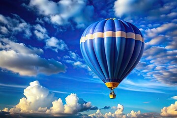Fototapeta premium blue hot air balloon flying in sky with clouds