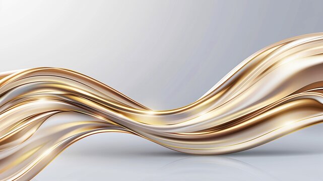 Elegant gold and silver wave-like abstract design with metallic reflections.