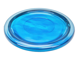 Blue glass plate on transparent background