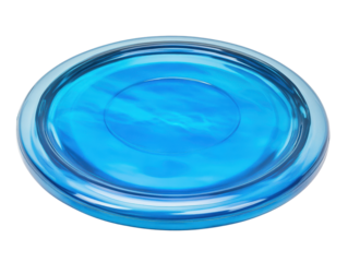 Blue glass plate on transparent background