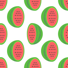 half watermelon pattern with white background, flat vector style 