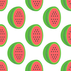 half watermelon pattern with white background, flat vector style 