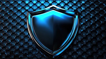 A stylized blue shield emblem on a textured background, symbolizing protection and security.