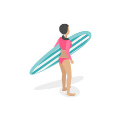 3D Isometric Flat  Set of Women In Swimsuits. Item 3