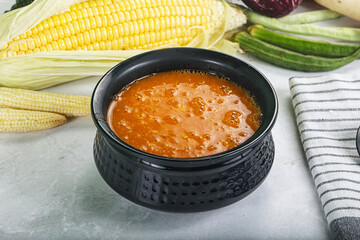 Vegan cuisine - hot tomato soup