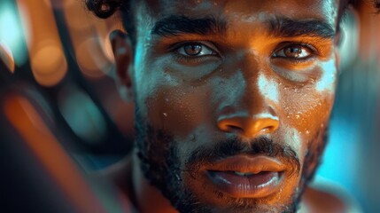 Detailed image of a gym-goer using a treadmill with a high-intensity workout ultra-clear image