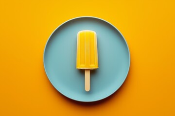 A popsicle ice cream on plate against background 