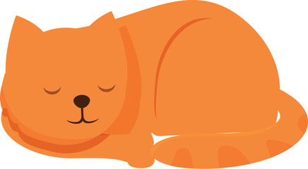 Adorable cartoon illustration of a ginger tabby cat sleeping peacefully, curled up with its eyes closed