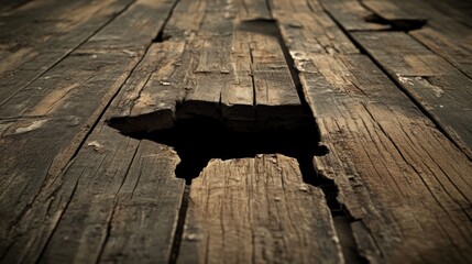 Fototapeta premium A close-up view of a weathered wooden surface with a noticeable crack.