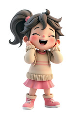 a laughing cute girl 3d