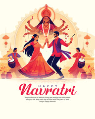 Happy navratri and Subh navaratri with ma durga social media post banner template