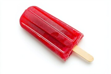 Red popsicle ice cream on a wooden stick isolated on background