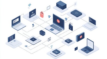 A network diagram highlighting endpoint devices, each protected by advanced security protocols, ensuring secure access to the central network